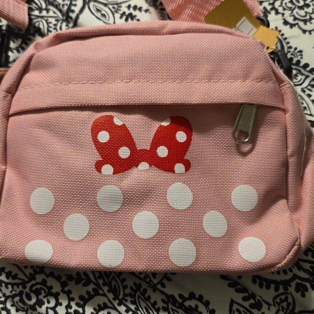 Womens Mickey Mouse Pink & Red Women's Shoulder Bag 6.5 X 5.5 X 1.5" Strap 18" - Picture 2 of 3